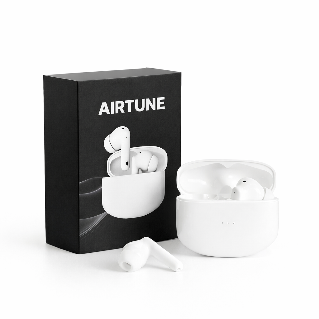 Airtune Wireless Bluetooth Surround Sound Earphones with charging case