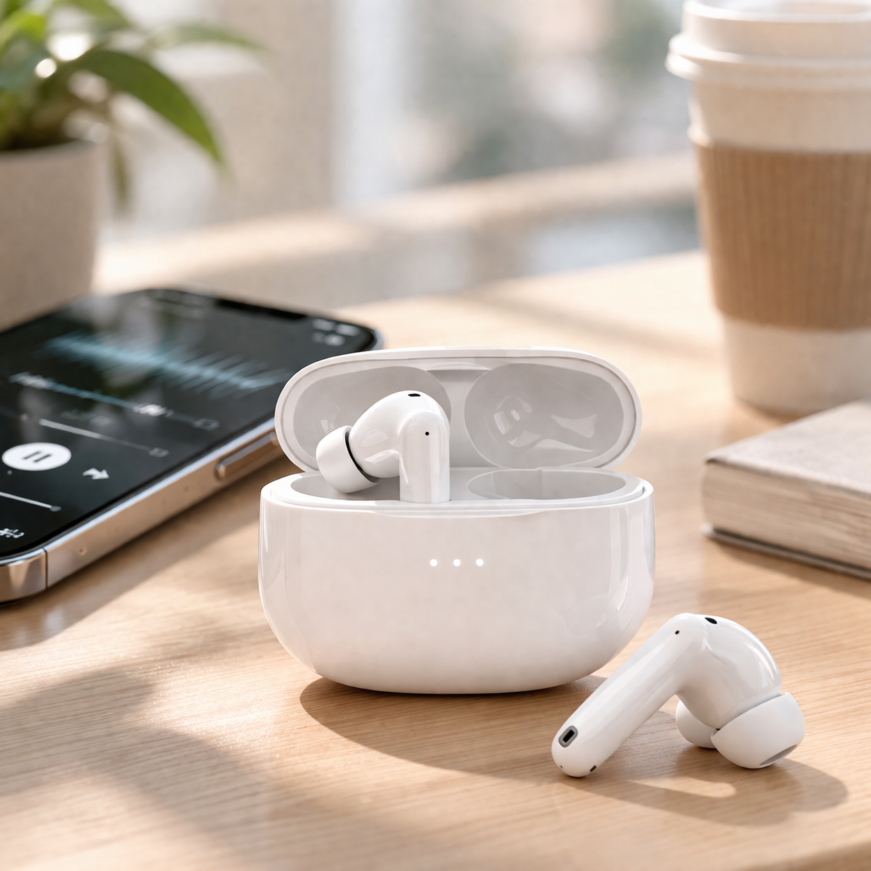 Airtune Wireless Bluetooth Surround Sound Earphones with charging case